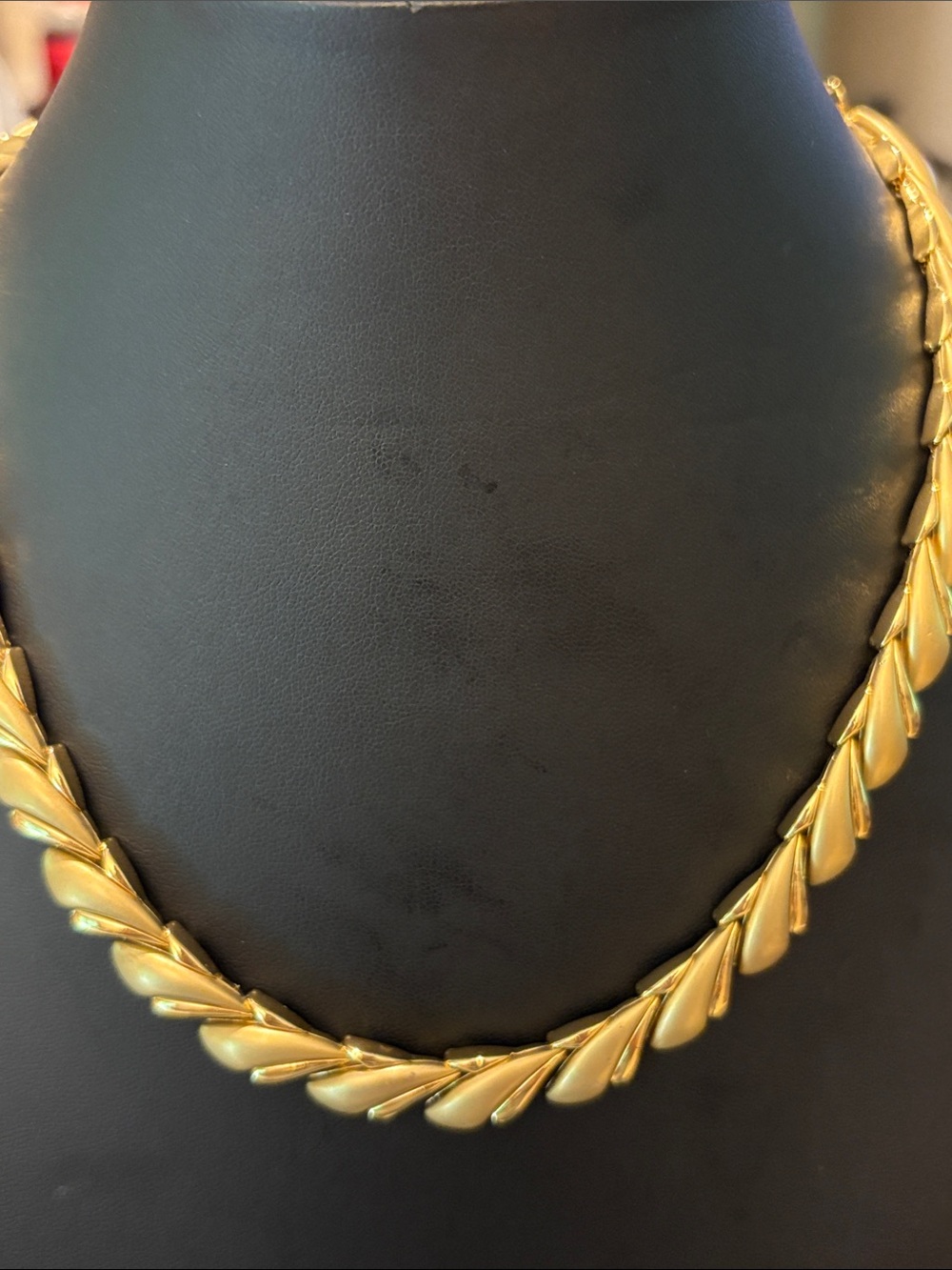 Vintage Christina Collection brushed gold collar necklace